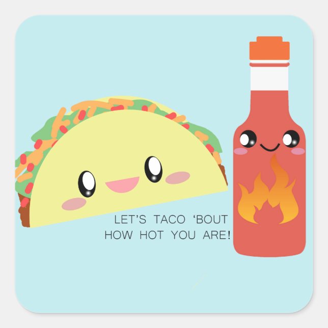 Sticker Carré TACO à propos de HOT (feuille de 20) (Devant)