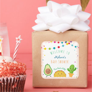 Sticker Carré Taco à propos d'un bébé - baby shower à thème fies