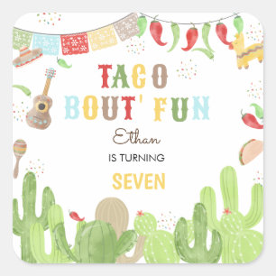 Sticker Carré Taco bout' fun fiesta mexicaine anniversaire
