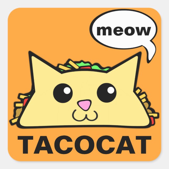 Sticker Carré TacoCat Meow (Devant)