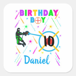 Sticker Carré Tag laser Jeu d'anniversaire de la partie de garço