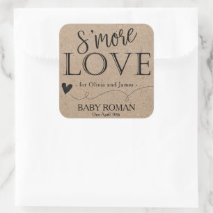 Sticker Carré Tag S'More Rustic Kraft Favor pour le Baby shower