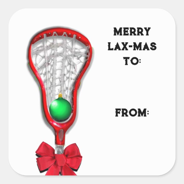 Sticker Carré Tags cadeaux de Noël Lacrosse (Devant)
