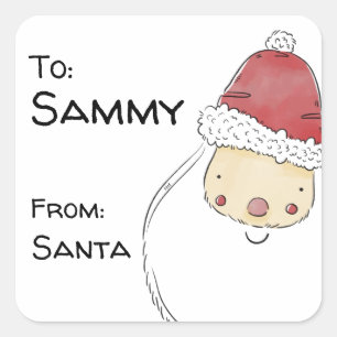 Sticker Carré Tags cadeaux Père Noël personnalisés