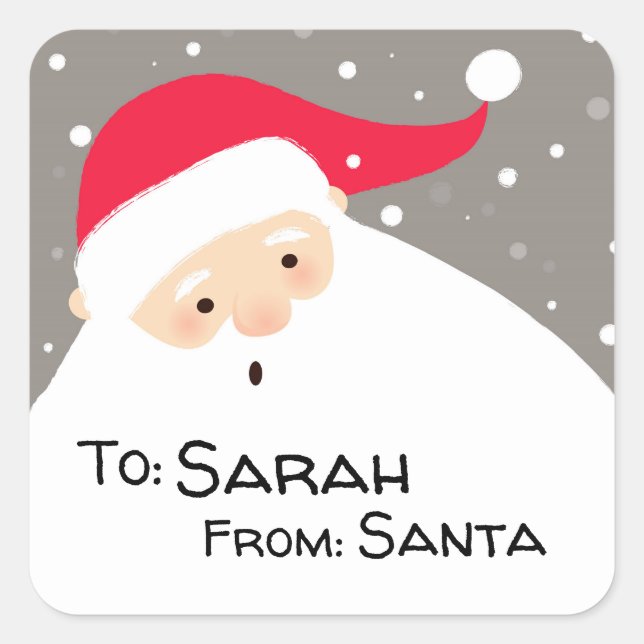 Sticker Carré Tags cadeaux Père Noël personnalisés (Devant)