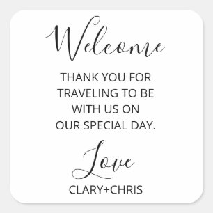 Sticker Carré Tags de bienvenue de l'hôtel, Sac cadeau Mariage h