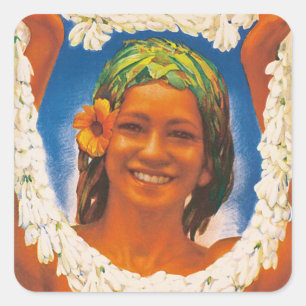 Sticker Carré Tahiti ~ La Perle du Pacifique