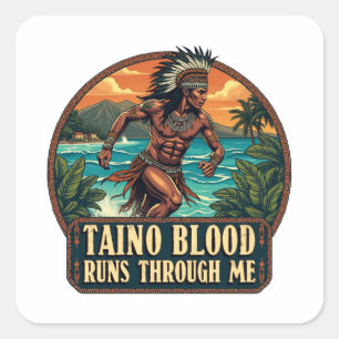 Sticker Carré Taino Warrior Porto Rico Indigène Caraïbes