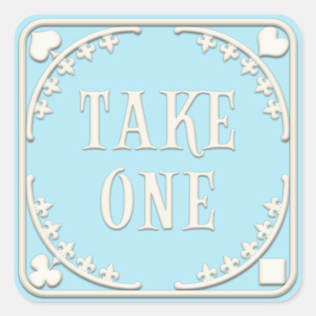Sticker Carré "Take One" Wonderland Tea Party Enticting Blue (Devant)