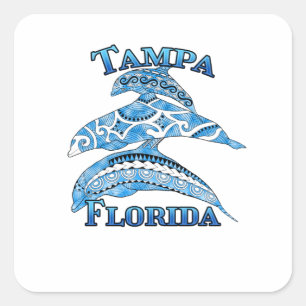 Sticker Carré Tampa Floride Dauphins tribaux de vacances