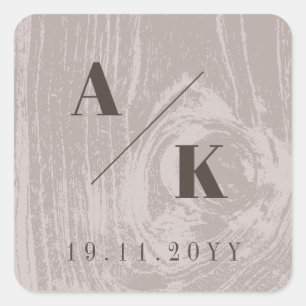 Sticker Carré Tan Rustic Woodgrain Texture Mariage de automne d'