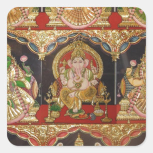 STICKER CARRÉ TANJORE PEINTURE ASHTALAKSHMI INDE DU SUD