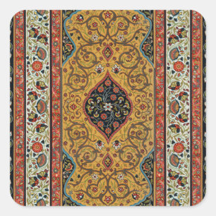 Sticker Carré Tapis Élegant Tapisserie Perse Antique Riche