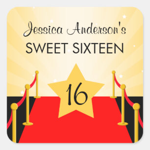 Sticker Carré Tapis rouge Hollywood Sweet 16 Anniversaire