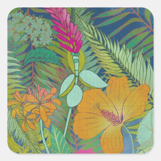 Sticker Carré Tapisserie tropicale II (Devant)