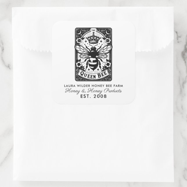Sticker Carré Tarot Bee Thème Miel Bee Apiary Farm apiculteur (Sac)