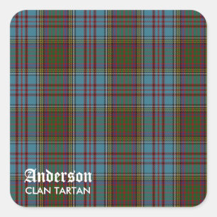 Sticker Carré Tartan de famille de clan d'Anderson (avec le nom)