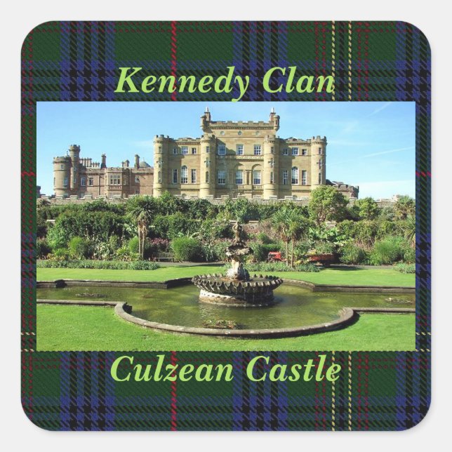Sticker Carré Tartan du château de Culzean du Clan écossais Kenn (Devant)