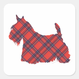 Sticker Carré Tartan Stewart du Terrier Écossais