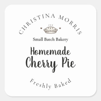 Sticker Carré Tarte aux cerises de boulangerie personnalisée en