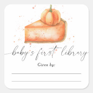 Sticker Carré Tarte citrouille d'aquarelle - plaque de Baby show