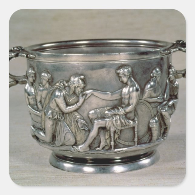 Sticker Carré Tasse à boire romaine dorée (Devant)