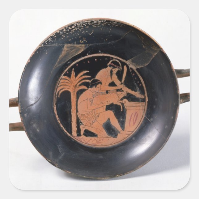 Sticker Carré Tasse à silhouette rouge (Devant)