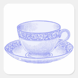 Sticker Carré Tasse à thé violette