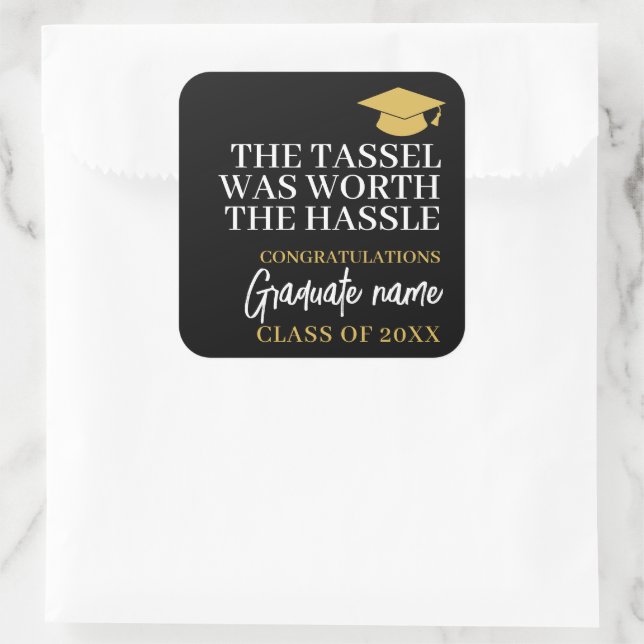 Sticker Carré Tassel valait la peine d'être Hassle - Graduation  (Sac)