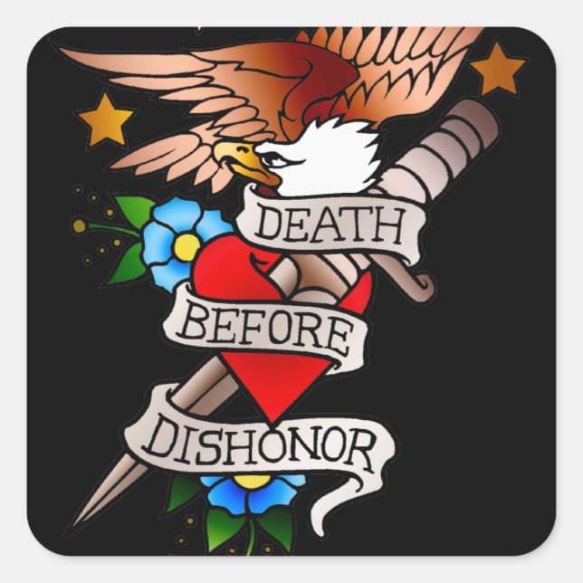 Sticker Carré tatouage d'aigle vintage (Devant)