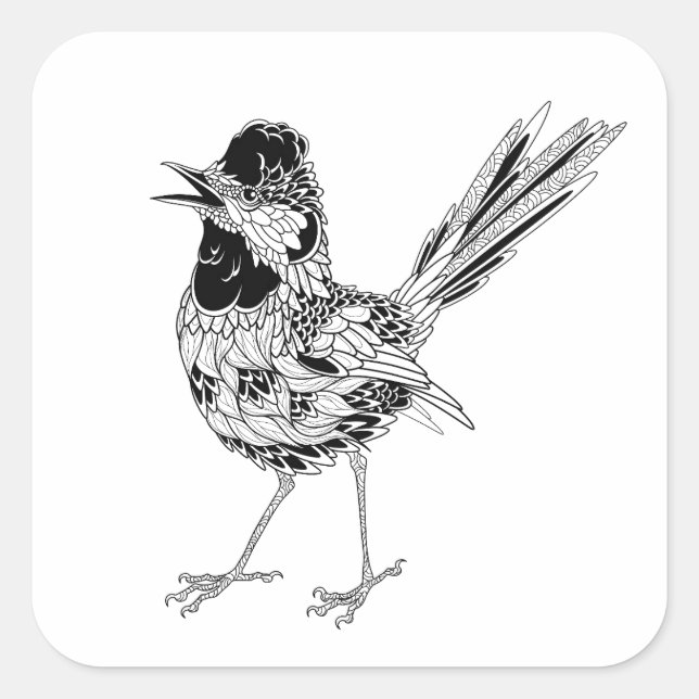 Sticker Carré Tatouage d'oiseaux (Devant)