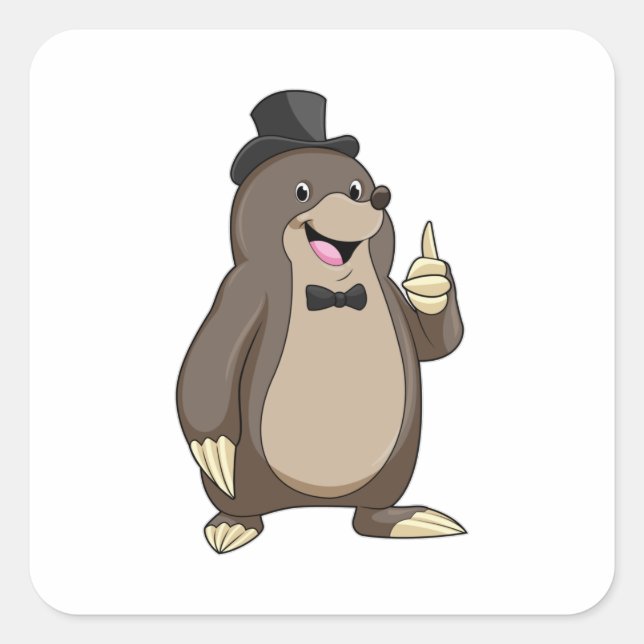 Sticker Carré Taupe comme marié avec cravate (Devant)