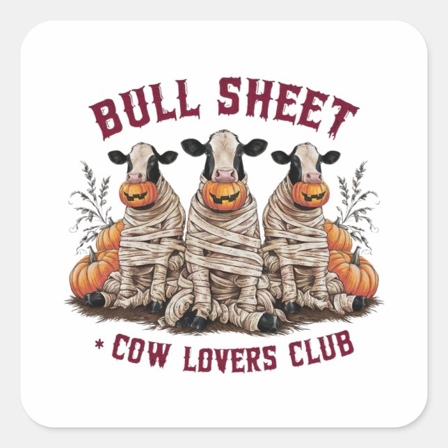 Sticker Carré Taureau, Cow Love Club (Devant)