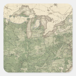 Sticker Carré Taux de natalité US, statistique US Lithograph