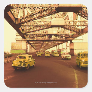 Sticker Carré Taxi sur un pont