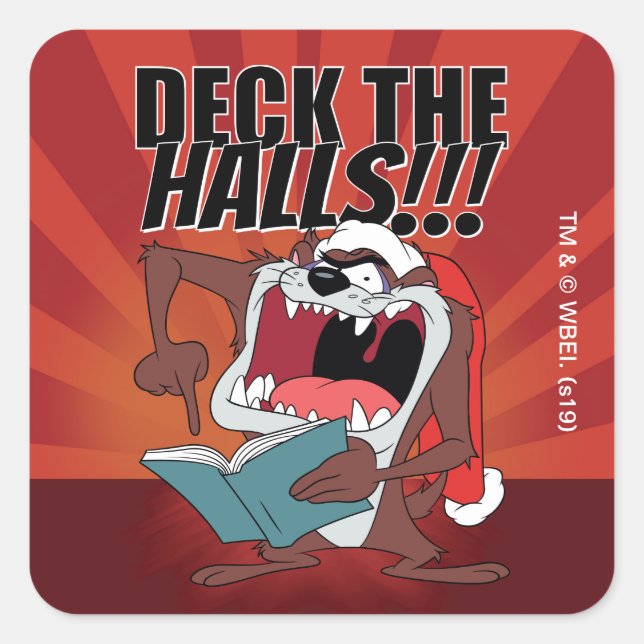 Sticker Carré TAZ™ Chantant des Chansons de Noël (Devant)