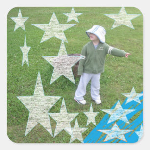 Sticker Carré TBA Little Boy Child Cute Play Park