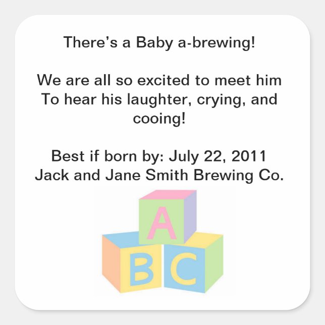 Sticker Carré Tea Party baby shower (Devant)