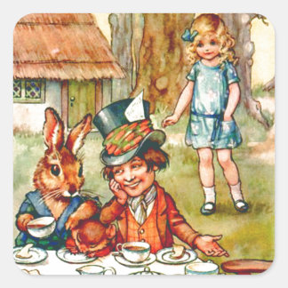 Sticker Carré Tea Party de Mad Hatter - Alice au pays des mervei