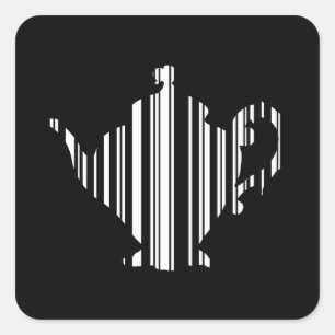 Sticker Carré TEA POT BAR CODE Teapot Code-barre Motif Design