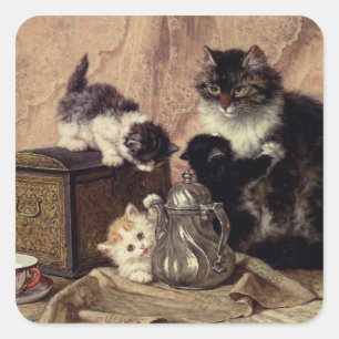 Sticker Carré Tea time pour Kittens