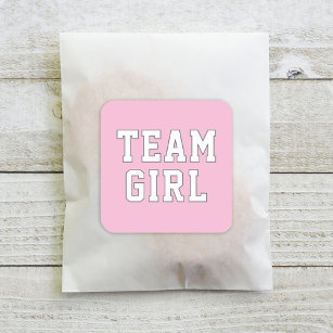Sticker Carré Team Girl Pink Baby Genre Reveal Party