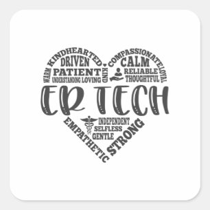 Sticker Carré Tech ER, technicien de salle d'urgence ou bureau