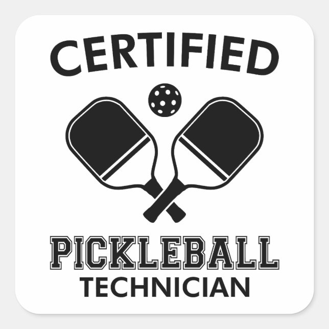 Sticker Carré Technicien certifié en Pickleball (Devant)