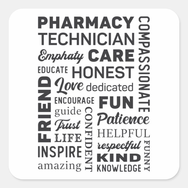 Sticker Carré Technicien en pharmacie Tech Médecine Pharmaciste  (Devant)