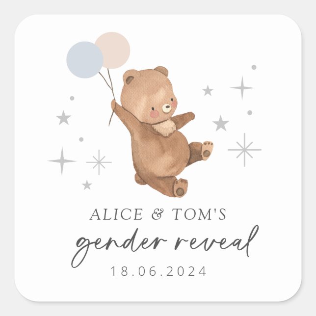 Sticker Carré Teddy Bear Balloons Sexe Reveillez (Devant)