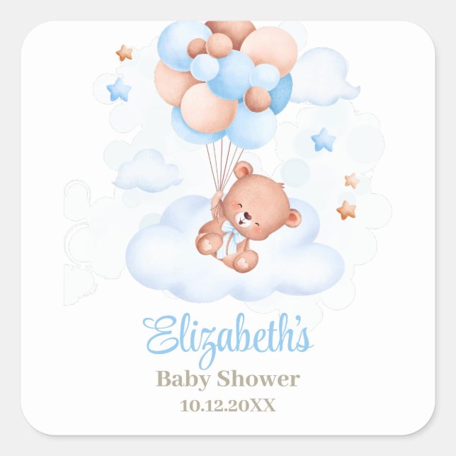 Sticker Carré Teddy Bear dans le Baby shower Sky (Devant)