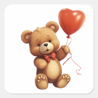 Sticker Carré Teddy Bear hyperréaliste