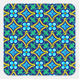 Sticker Carré Tee mexicaine Conception de carreaux Jaune imprimé