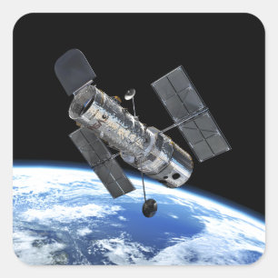 Sticker Carré Télescope spatial Hubble en orbite terrestre Photo